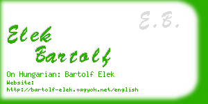 elek bartolf business card